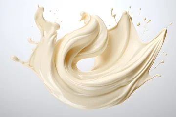 Wandaufkleber Twisted milk or white cream splash isolated on a white background © Oksana