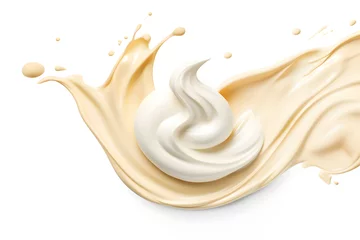 Foto op Canvas Twisted milk or white cream splash isolated on a white background © Oksana