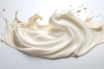 Rolgordijnen Twisted milk or white cream splash isolated on a white background © Oksana