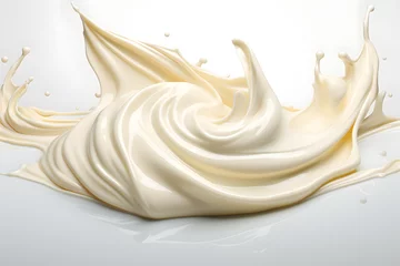 Gordijnen Twisted milk or white cream splash isolated on a white background © Oksana