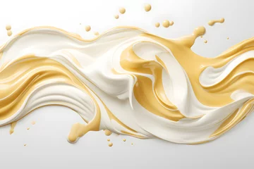 Fotobehang Twisted milk or white cream splash isolated on a white background © Oksana