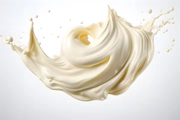 Zelfklevend Fotobehang Twisted milk or white cream splash isolated on a white background © Oksana