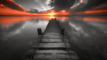Raamstickers sunset on the lake © natalikp