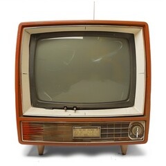 Vintage television isolated on white background, old, classic, retro, nostalgia, 60s, 70s, 80s, 90s, 2000s, front view