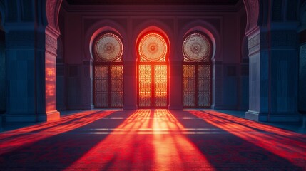 Ramadan kareem background with mosque window