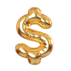 Golden Metal Balloon Dollar Sign Symbol for Festive, Text, Holidays. 3d Rendering