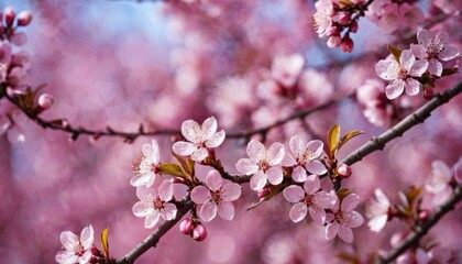 Obraz premium background art with pink blossom. Beautiful nature scene with blooming tree