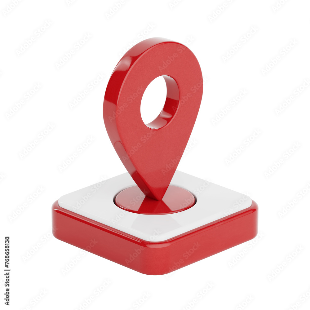 Poster red map pointer pin icon isolated. 3d rendering