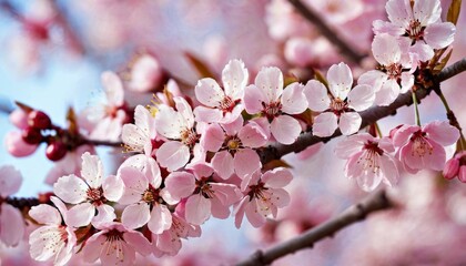 Fototapeta premium Beautiful cherry tree with tender flowers. Amazing spring blossom