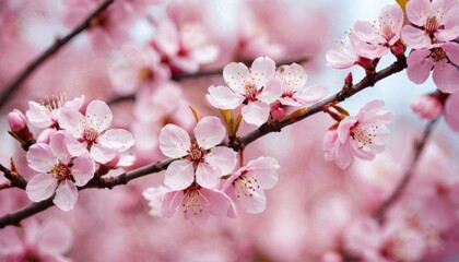 Fototapeta premium Beautiful cherry tree with tender flowers. Amazing spring blossom