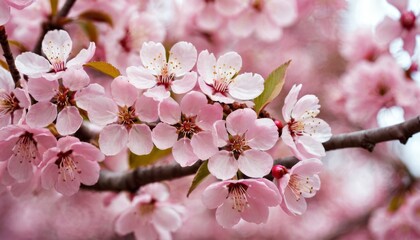 Beautiful cherry tree with tender flowers. Amazing spring blossom
