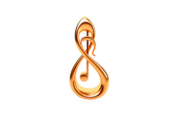 Ethereal Gold Treble Floating on Pure White Elegance. On a White or Clear Surface PNG Transparent Background.