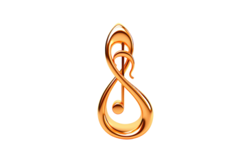 Ethereal Gold Treble Floating on Pure White Elegance. On a White or Clear Surface PNG Transparent Background.
