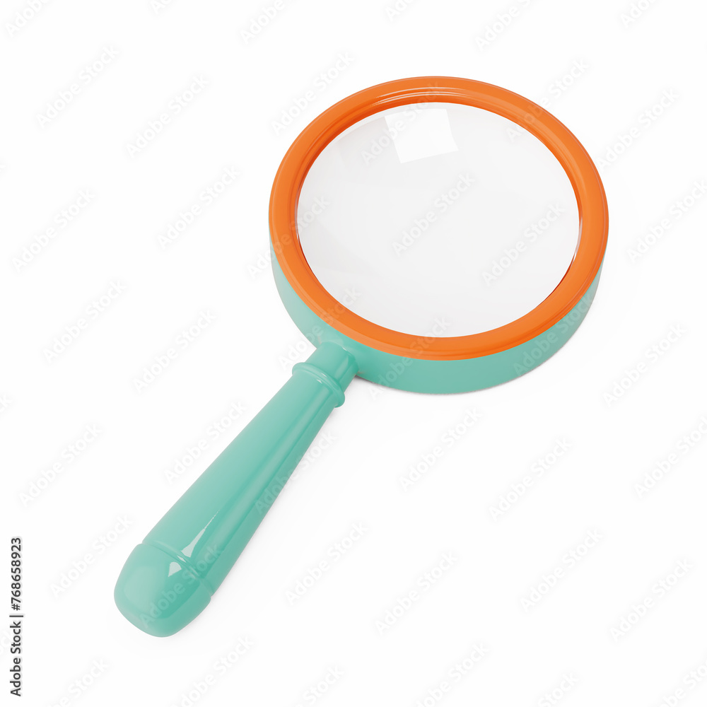 Poster search concept. magnifying glass icon. 3d rendering