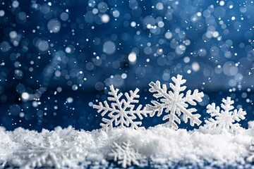 Fototapeta na wymiar winter background with snow and snowflakes, Christmas background illustration, ai generative