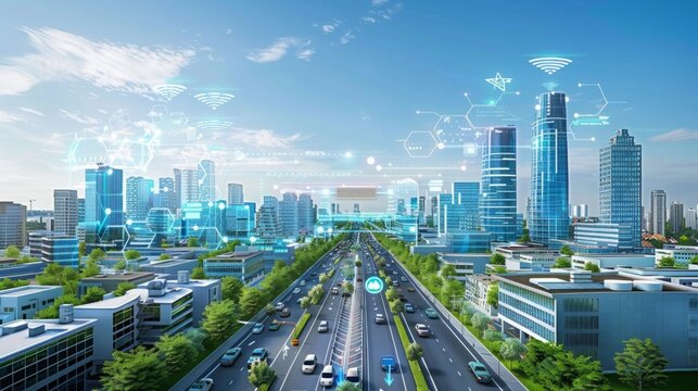 Bustling City Traffic With Many Cars Driving Down the Road