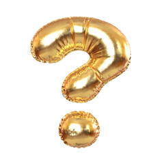 Golden Metal Balloon Question Mark Symbol for Festive, Text, Holidays. 3d Rendering