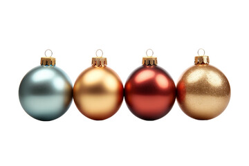 Elegant Lineup of Sparkling Christmas Ornaments. On a White or Clear Surface PNG Transparent Background.