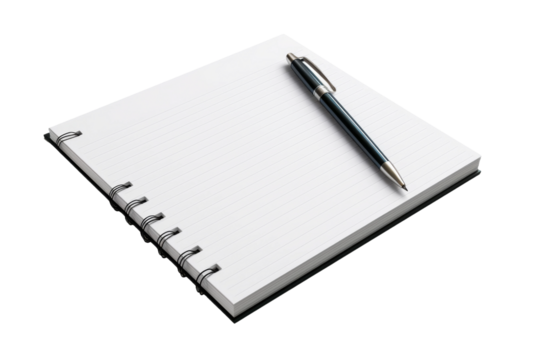 Penning Imagination: Notebook Unveiled. On a White or Clear Surface PNG Transparent Background.