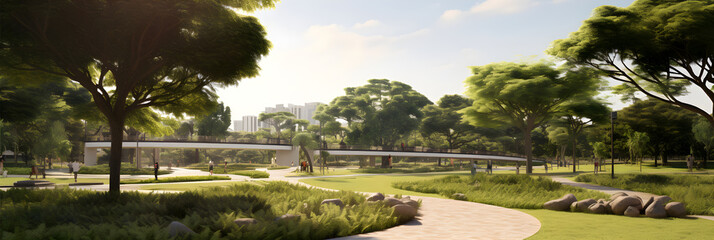 Tranquil Eko Park Scene: A Harmonious Blend of Nature and Modern Architecture