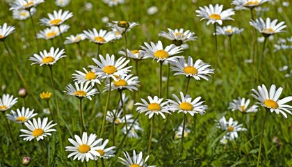 Fototapeta premium Daisies On Field Abstract Spring Landscape background