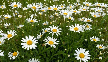 Fototapeta premium Daisies On Field Abstract Spring Landscape background