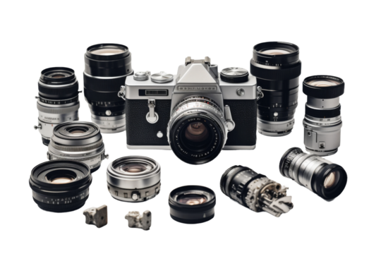The Camera Collective: A Gathering of Visionaries. On a White or Clear Surface PNG Transparent Background.