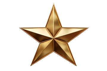 Obraz premium Glittering Gold Star Shining on Pure White Canvas. On a White or Clear Surface PNG Transparent Background.