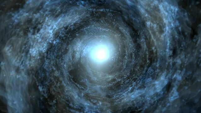 Black holes swirl around the center, Blue swirling light rays in a space background illustration