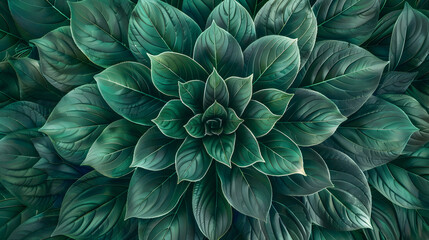 Intricate Green Plant Pattern Forming a Stylized Mandala in Realistic Photography