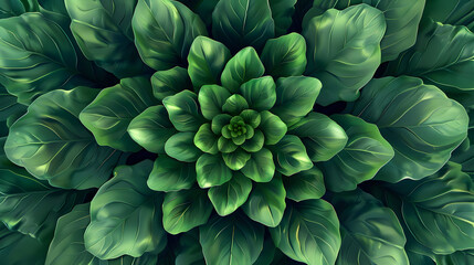 Intricate Green Plant Pattern in Center Showcasing Striking Artistry and Detail