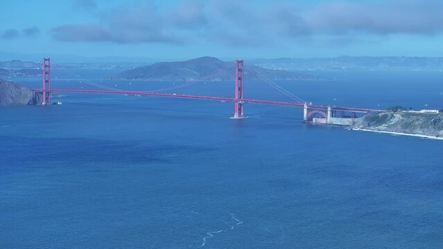 Aerial video of the Golden Gate Bridge, San Francisco. USA