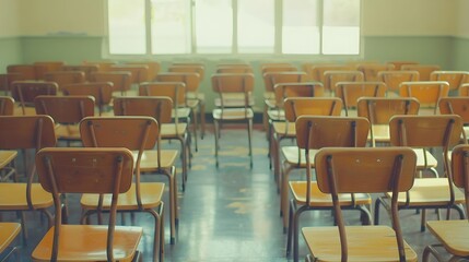 Vintage Classroom An Empty Space Brimming with Knowledge and Nostalgia