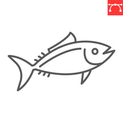 Tuna line icon, seafood and fish, tuna fish vector icon, vector graphics, editable stroke outline sign, eps 10.