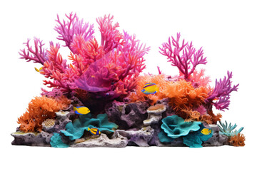 Fototapeta na wymiar A Vibrant Underwater Garden: The Lively Corals of the Aquarium. On a White or Clear Surface PNG Transparent Background.