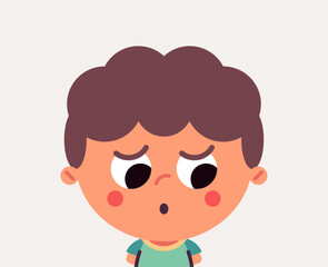 Cute child and boy character portrait of kid flat vector illustration isolated on background.
