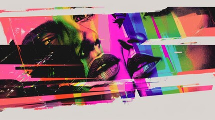 LGBT pride two girls kiss, Y2k art for t-shirts and clothes, lips kiss collage with a negative photocopy effect. Rough brutal elements for 90s vintage design. Ai Generation