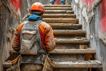 Construction worker in hard hat. Portrait of a laborer.