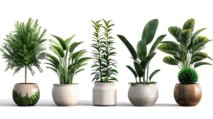 artificial plants isolated on white transparent background. House plants. Generative Ai