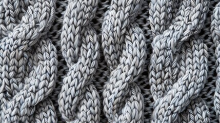 cable knitting stitch patterns, showcasing the texture and warmth of soft woolen handmade knitted clothes in a realistic image. SEAMLESS PATTERN