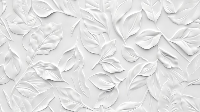 a white paper texture background adorned with an embossed leaf pattern, creating an elegant and natural backdrop for artistic compositions or design projects. SEAMLESS PATTERN