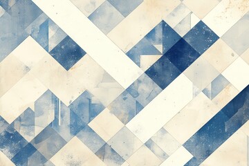 watercolor, geometric patterned tile, grey and blue tones