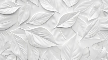 a white paper texture background adorned with an embossed leaf pattern, creating an elegant and natural backdrop for artistic compositions or design projects. SEAMLESS PATTERN