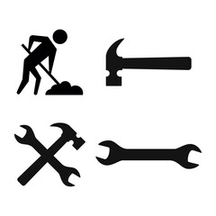 Under construction icon set collection isolated on white background.