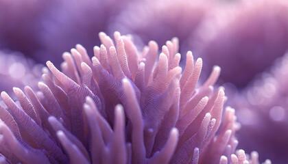 Naklejka na ściany i meble Close-up of minimalistic beautiful natural purple corals. Coral texture underwater. Marine life.