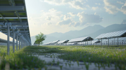 Fototapeta premium solar panel field producing electricity