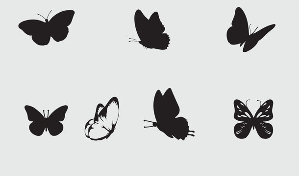 New flock of butterflies silhouette illustration