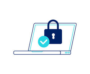 Cyber security icon. Endpoint security. Vector linear illustration on the white background.