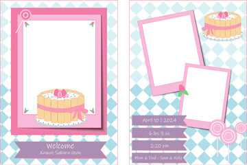 Cute Birth Announcement Template - stock illustration