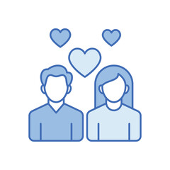 Blue Line  Romantic Couple vector icon